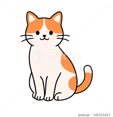 Orange and white cat cartoon illustration for pet greeting cards and wall art Orange and white cat cartoon illustration for pet greeting cards and wall art 140325823