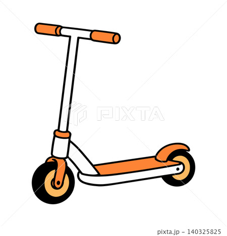 Orange kick scooter in modern flat vector style for kids transportation and outdoor fun Orange kick scooter in modern flat vector style for kids transportation and outdoor fun 140325825