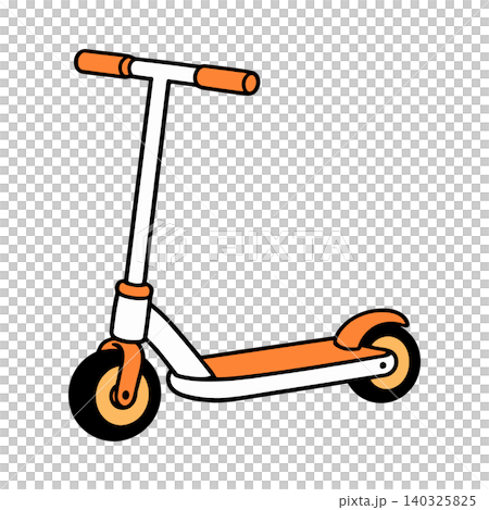 Orange kick scooter in modern flat vector style for kids transportation and outdoor fun Orange kick scooter in modern flat vector style for kids transportation and outdoor fun 140325825
