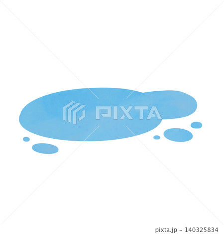 水彩風の水たまりと雨粒のイラスト素材 水彩風の水たまりと雨粒のイラスト素材 140325834