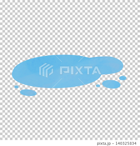水彩風の水たまりと雨粒のイラスト素材 水彩風の水たまりと雨粒のイラスト素材 140325834