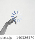 Hand interacting with loading spinner on white background 140326370