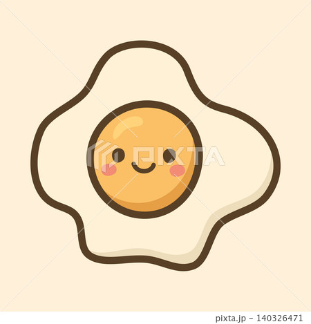 Kawaii Design Style Sunny Side Up Vector Template 140326471