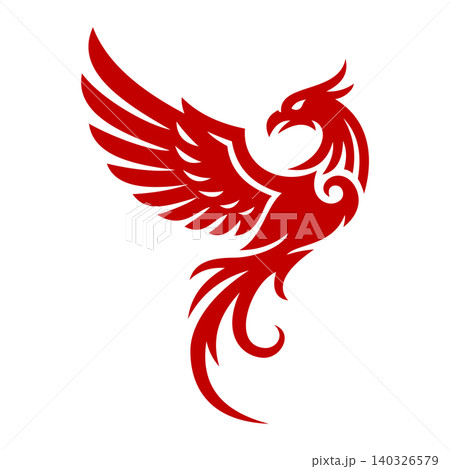 Red Flying Phoenix Tribal Tattoo Vector Logo Template Red Flying Phoenix Tribal Tattoo Vector Logo Template 140326579