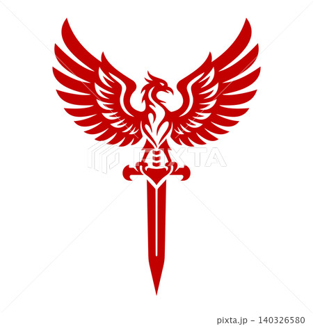 Sword Phoenix Tribal Tattoo Vector Logo Template 140326580