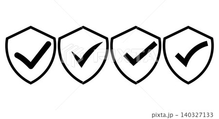 Verified protection shield checkmark icon set Verified protection shield checkmark icon set 140327133