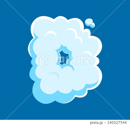 Cloud font or fluffy white smoke typeface letter for heaven type, vector ABC English alphabet. Cartoon cloud font letter D in cloudy sky, fluffy cotton or air puff or bubble smoke effect typeface 140327544