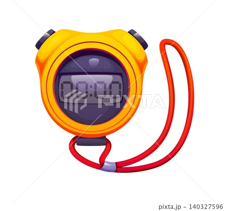 Cartoon sport stopwatch American football game equipment, vector icon. Play clock of delay of game timer stopwatch item of American football scoring countdown equipment in match touchdown play 140327596
