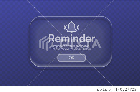 3D glass UI element featuring push notification popup with bell icon and message alerts in sleek transparent morphism effect for digital interface design 3D glass UI element featuring push notification popup with bell icon and message alerts in sleek transparent morphism effect for digital interface design 140327725