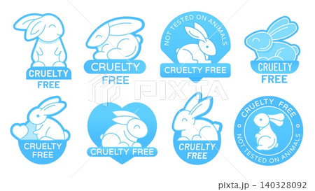 Cruelty free icons of bunny rabbits for not tested on animal labels, vector set. Cruelty free bunny rabbit icons for vegan products or certificates stamp for no experiment on animals guarantee seal Cruelty free icons of bunny rabbits for not tested on animal labels, vector set. Cruelty free bunny rabbit icons for vegan products or certificates stamp for no experiment on animals guarantee seal 140328092