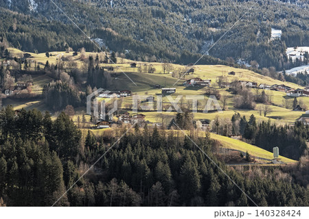 Looking on a village in a valley, Ziller Valley, Austria Looking on a village in a valley, Ziller Valley, Austria 140328424