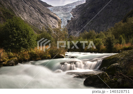 Briksdal glacier over the river 140328751