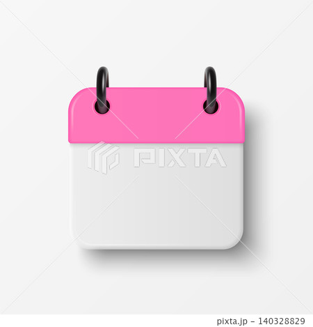 Vector 3d Blank Calendar Icon with Pink Header, Front View. Minimal Date Planner Page with Rings. Schedule and Appointment Symbol. Reminder and Event Organizer Design Element, Vector Illustration Vector 3d Blank Calendar Icon with Pink Header, Front View. Minimal Date Planner Page with Rings. Schedule and Appointment Symbol. Reminder and Event Organizer Design Element, Vector Illustration 140328829