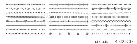 Elegant vintage line borders and ornamental dividers. Vector frame elements with ornate flourishes for classic page design and decorative text accents. 140329238