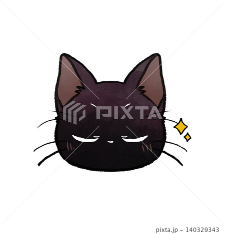 イラスト素材: かわいい手書き調の黒猫 ドヤ顔 140329343