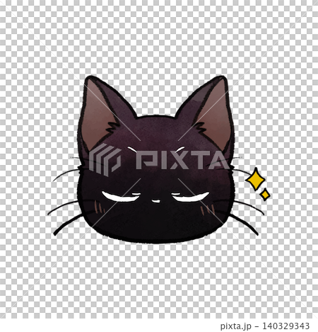 イラスト素材: かわいい手書き調の黒猫 ドヤ顔 140329343