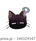 イラスト素材: かわいい手書き調の黒猫 疑問 140329347