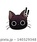 イラスト素材: かわいい手書き調の黒猫 びっくり 140329348