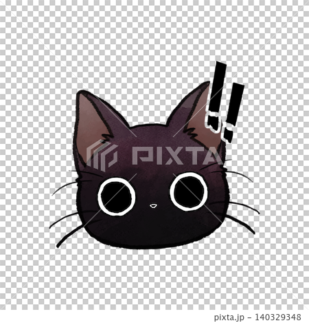 イラスト素材: かわいい手書き調の黒猫 びっくり 140329348
