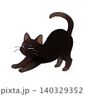 イラスト素材: かわいい手書き調の黒猫 伸び 140329352