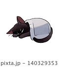 イラスト素材: かわいい手書き調の黒猫 寝る 140329353