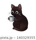 イラスト素材: かわいい手書き調の黒猫 休憩 140329355
