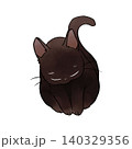 イラスト素材: かわいい手書き調の黒猫 お辞儀 140329356