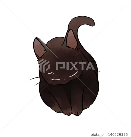 イラスト素材: かわいい手書き調の黒猫 お辞儀 140329356