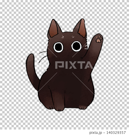 イラスト素材: かわいい手書き調の黒猫 手を挙げる イラスト素材: かわいい手書き調の黒猫 手を挙げる 140329357