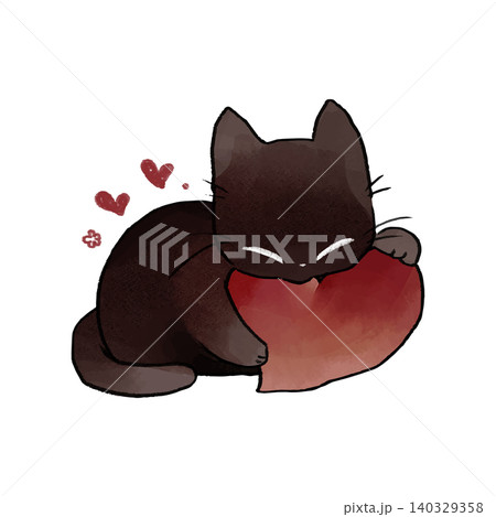 イラスト素材: かわいい手書き調の黒猫 ハート イラスト素材: かわいい手書き調の黒猫 ハート 140329358