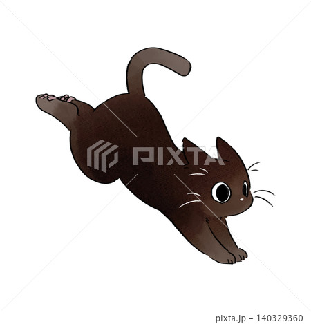 イラスト素材: かわいい手書き調の黒猫 走る イラスト素材: かわいい手書き調の黒猫 走る 140329360