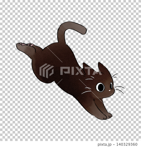 イラスト素材: かわいい手書き調の黒猫 走る イラスト素材: かわいい手書き調の黒猫 走る 140329360