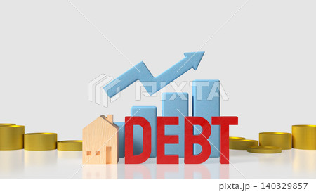 Rising Home Debt With Financial Growth Chart 3d render. Rising Home Debt With Financial Growth Chart 3d render. 140329857