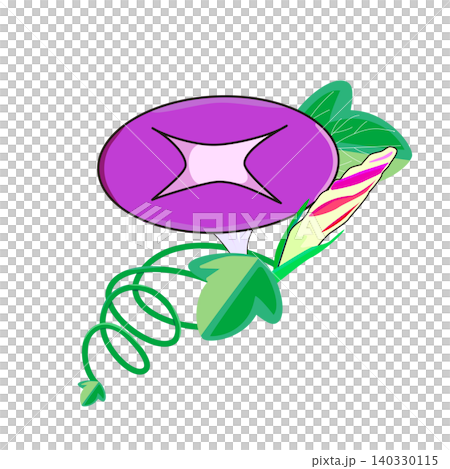 牽牛花和花苞,手繪風格夏季插畫(紫色) 牽牛花和花苞,手繪風格夏季插畫(紫色) 140330115