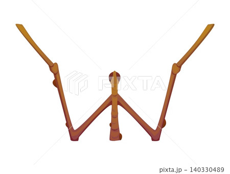 Cartoon stick insect animal letter typeface. Kids ABC insect English alphabet type. Brown stick insect with jointed legs and segmented body. Vector letter W 140330489