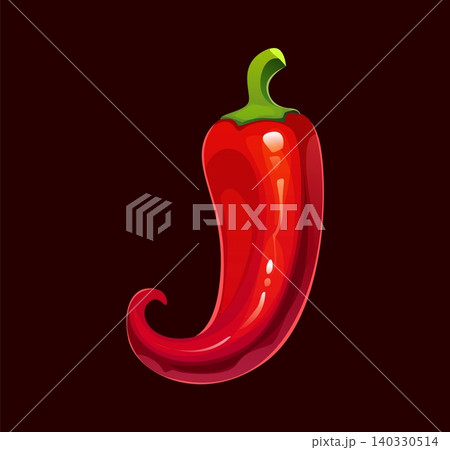 Barbecue cartoon font BBQ letter J typeface. Glossy red chili pepper shaped as alphabet character with green stem. Vector ABC barbeque English alphabet type for event posters and spicy food menu 140330514