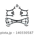 Anxious face expression of cartoon emoji in panic fear or OMG fear for emoticon icon. Irate or confused and nervous face expression of bad happen mood for face expression emoji with anxiety emotion 140330587
