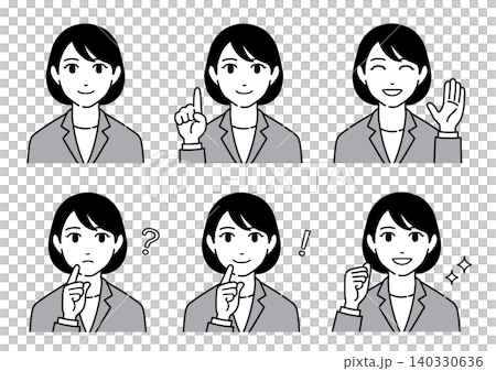 スーツを着ている若い女性　ビジネスマン　表情セット1 140330636