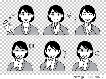 A set of illustrations of women in suits with various expressions and poses (2) A set of illustrations of women in suits with various expressions and poses (2) 140330637