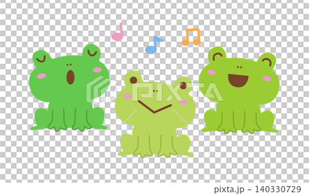 歌う三匹のかわいいカエルのイラスト 140330729