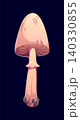 Cartoon Halloween enchanted mushroom with pink beige cap and stem, vector icon. Poisonous toadstool or witch mushroom with mysterious appearance for Halloween holiday and witch magic potion ingredient 140330855