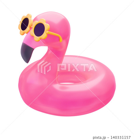 かわいい3D夏アイコン フラミンゴ浮き輪 かわいい3D夏アイコン フラミンゴ浮き輪 140331157