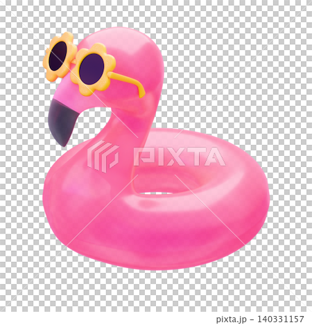 かわいい3D夏アイコン フラミンゴ浮き輪 かわいい3D夏アイコン フラミンゴ浮き輪 140331157