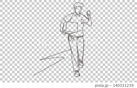 配達員のシンプルな線画イラスト素材 140331239