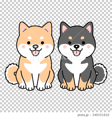 柴犬と黒柴（全身）のセットのベクターイラスト 140331810