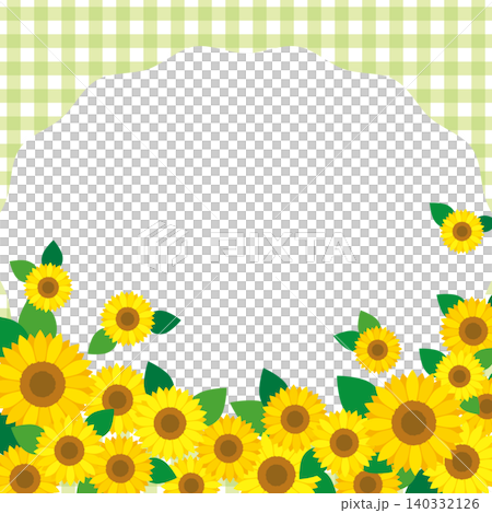 可愛的夏日向日葵方框/格子圖案 140332126