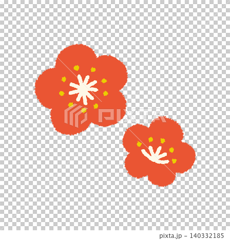 New Year's Day plum blossom hand-drawn icon Japanese style cute illustration 140332185