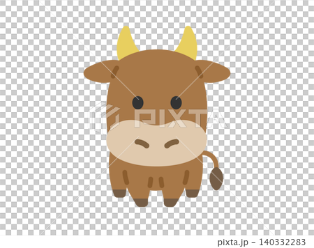 牛のキャラクターのアイコンのイラスト 140332283