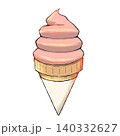 コーンのストロベリーソフトクリーム 140332627