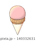 コーンのストロベリーアイスクリーム 140332631